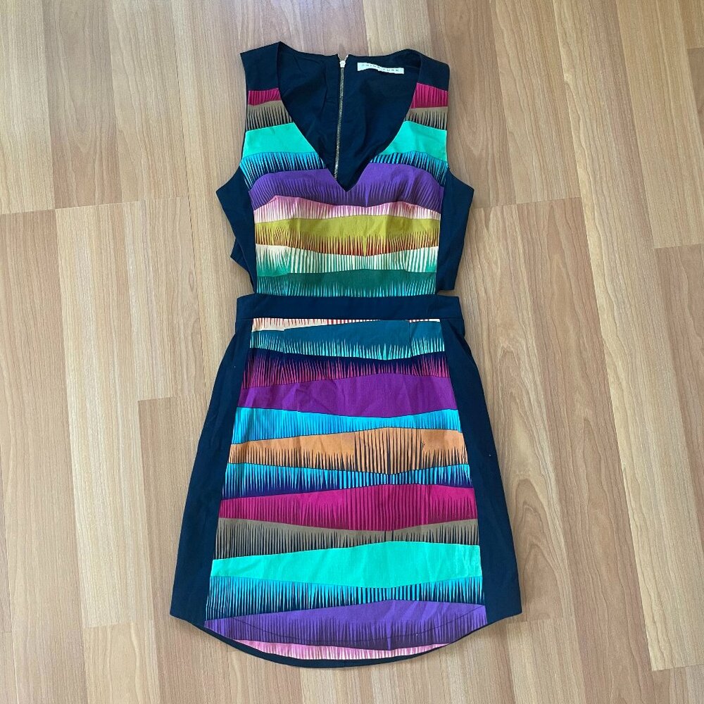 Trina Turk Colorful Cocktail Mini Dress With Cut-Out - Size 4